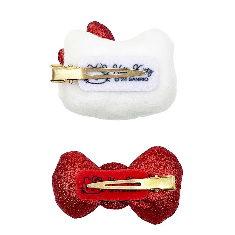 Hello Kitty Glitter Bow Hair Clip Set (2pc) - Image 2