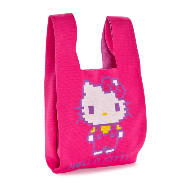 Hello Kitty Retro Pixel Pink Knit Shopper Bag - Image 3