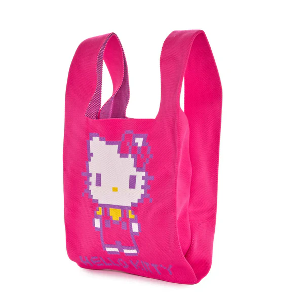 Hello Kitty Retro Pixel Pink Knit Shopper Bag - Image 4
