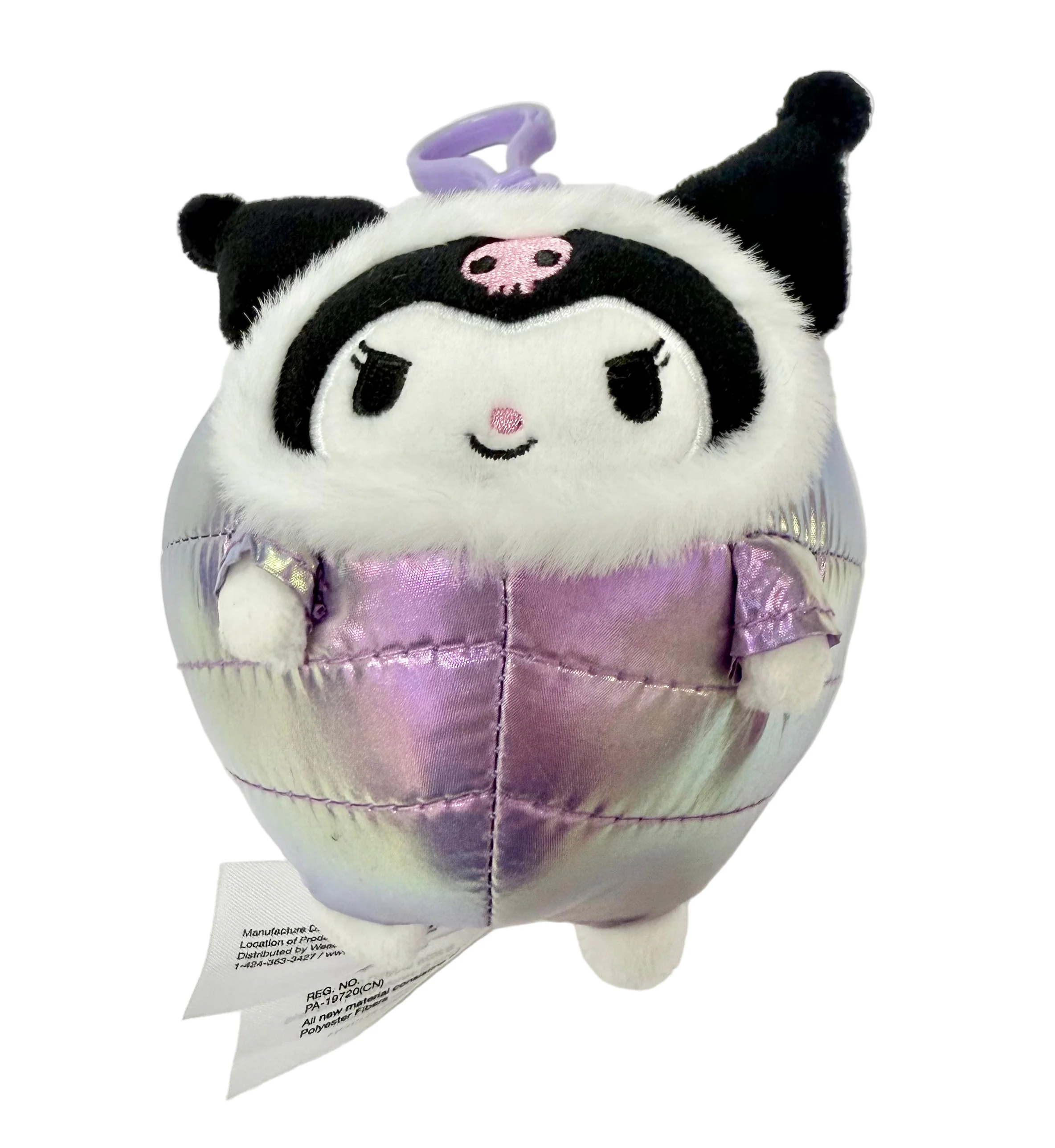 Kuromi Shiny Hooded Puffer Jacket Mascot Clip On