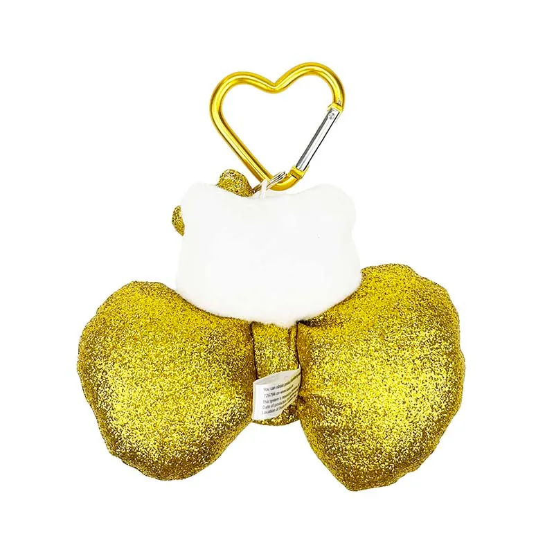 Hello Kitty Gold Glitter Bow Mascot Plush Clip On - Image 2